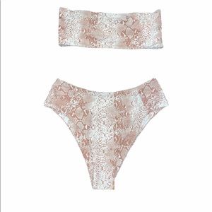 Snake Skin Brown And White Bikini Swim